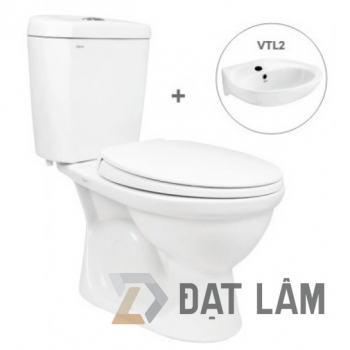 Bàn Cầu 2 Khối Viglacera VI88 Nắp Êm Kèm VTL2